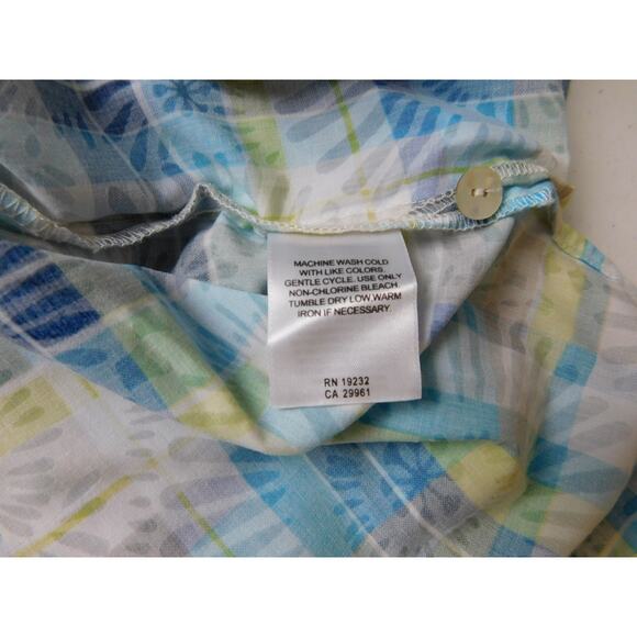 Alfred Dunner Shirt Petite 12P Blue White Plaid 3/4 Long Sleeve Button Down - Picture 6 of 7